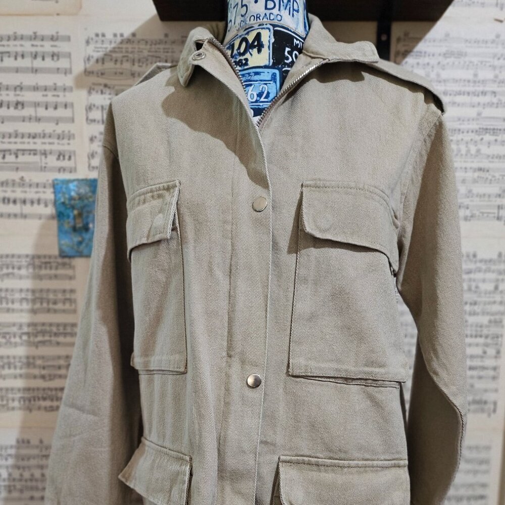 MISSGUIDED Utility Jacket Cargo Khaki Size Small